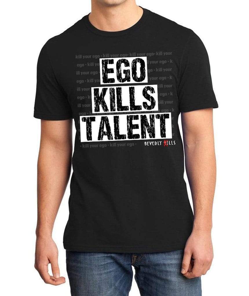 Beverly Kills Men's Black Soft Cotton Short Sleeve Shirt with Ego Kills Talent on the front- Los Angeles streetwear - Beverly Hills California