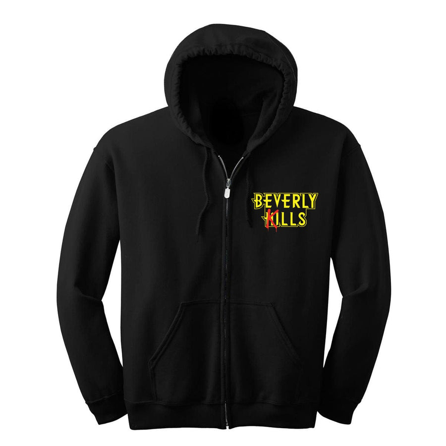 Beverly Kills awake owl design on black zip up hoodie