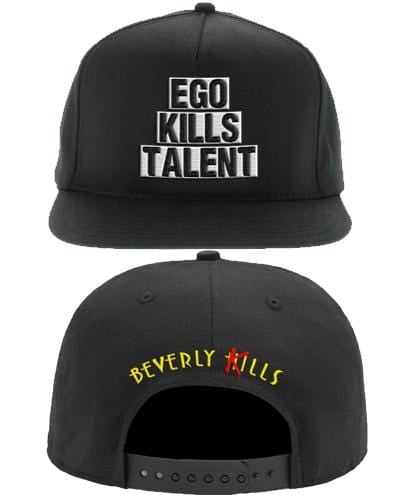 Beverly Kills Ego Kills Talent puff embroidered on front of snap back hat