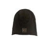 Faux Leather Black Logo Beanie